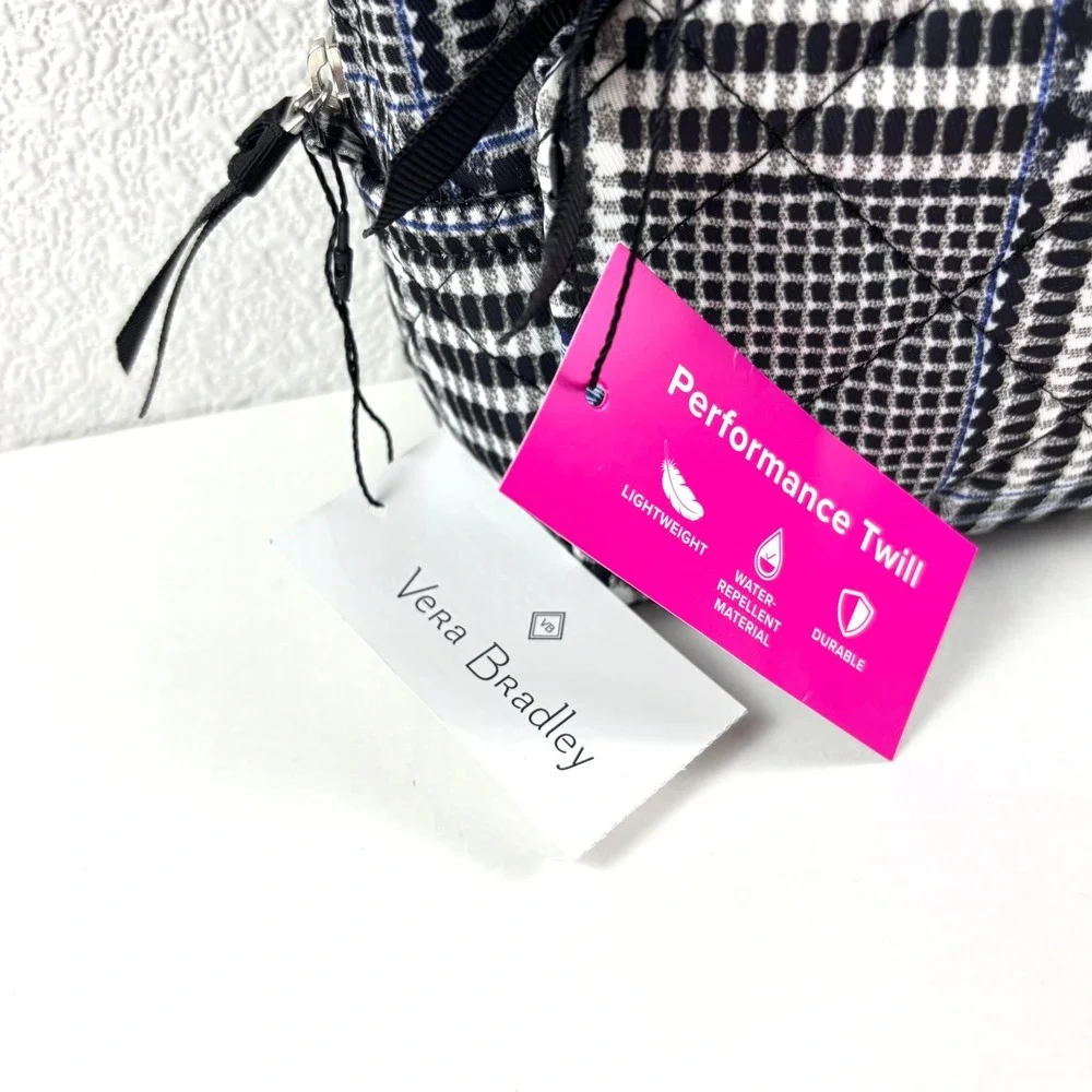 New Vera‎ Bradley Performance Twill Cosmetic Bag Seaworthy Plaid Floral Quilted